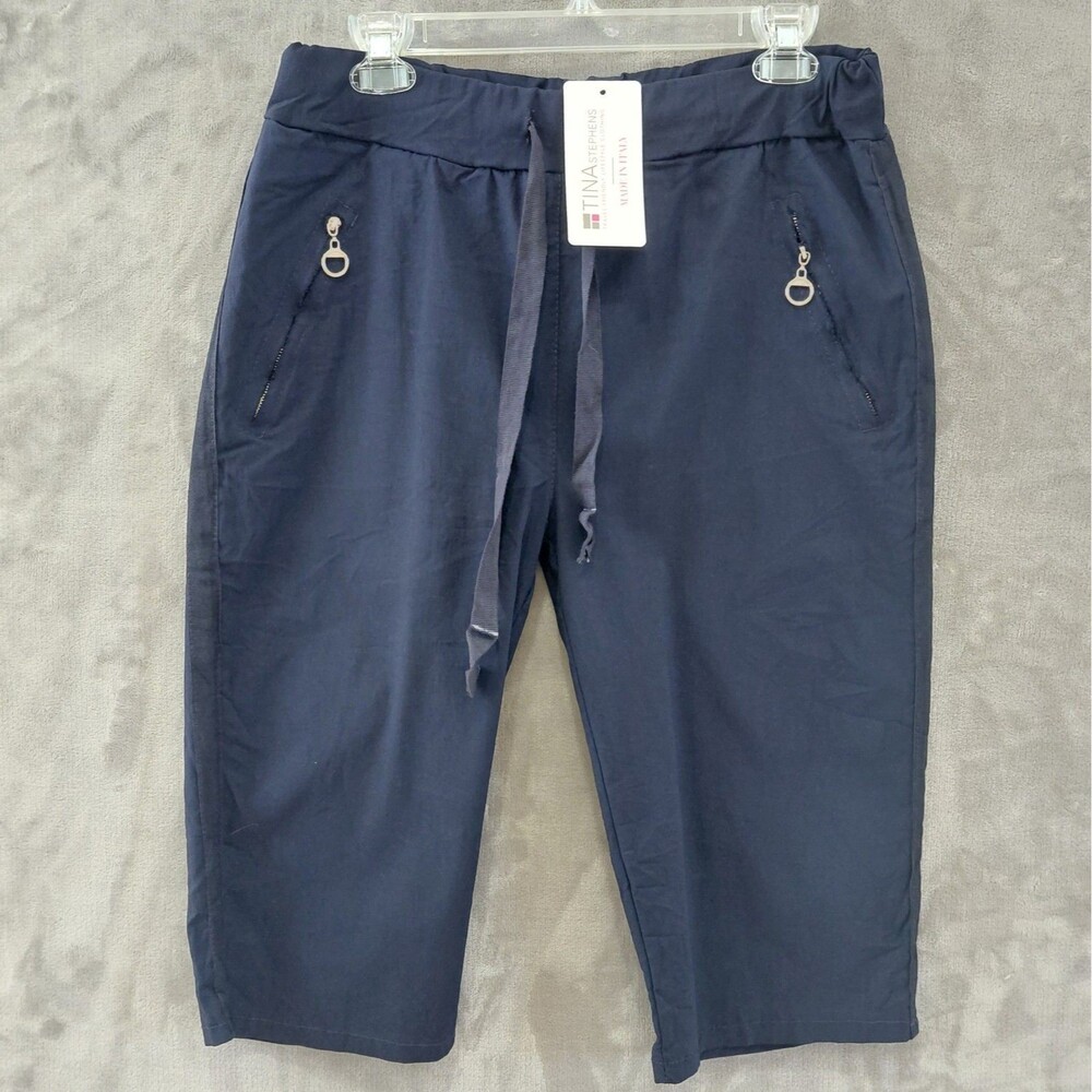 Tina Stephens Melody Zipper Detail Short Women's One Size (10/12) Navy READ NEW!